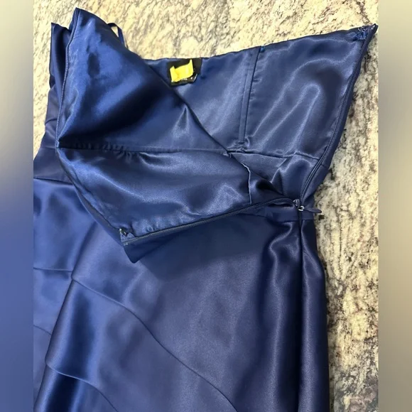 Max and Cleo Mariner Blue Strapless Tiered Ruffle Cocktail Dress Size 8 - Picture 12 of 13